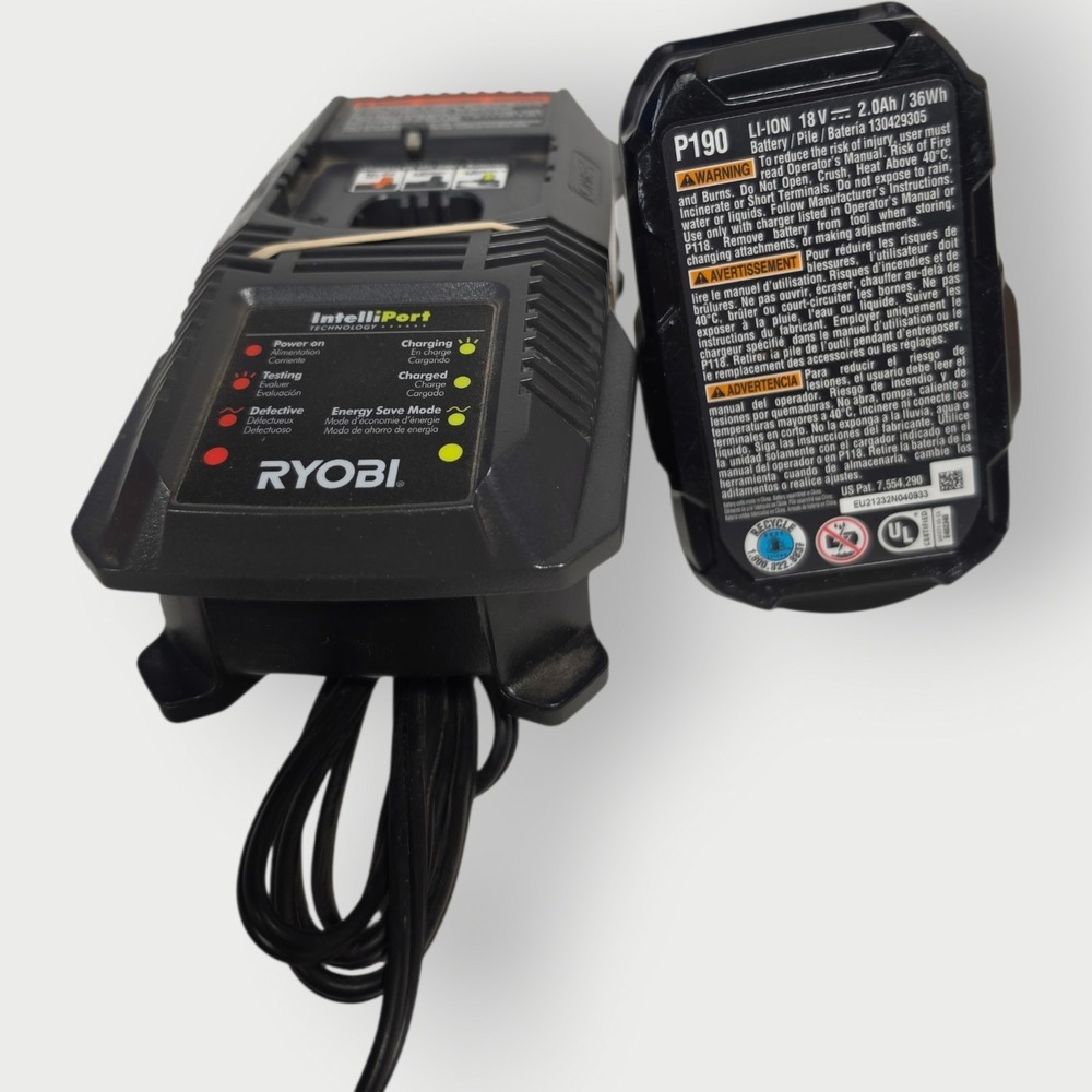 Ryobi One+ 18V 2Ah Lithium-Ion Battery, and charger P190 TESTED WORKS OEM - Picture 3 of 4